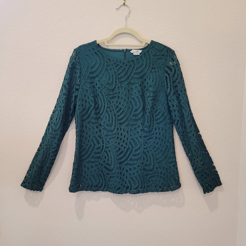 Boden Green Lace Blouse, size 8
